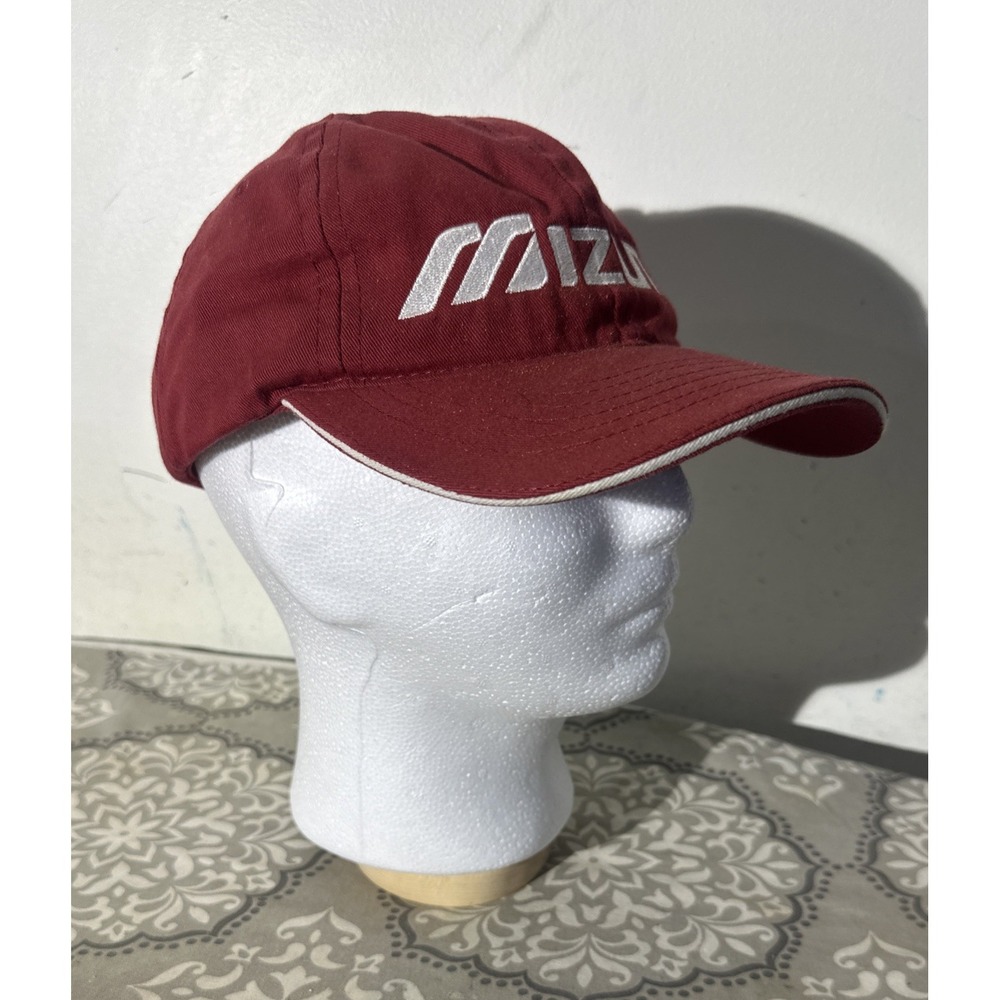 Mizuno Strapback Hat Spellout Logo Adjustable Red